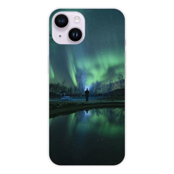 Tryckt silikonfodral som är kompatibelt med Apple iPhone 14 Northern Lights