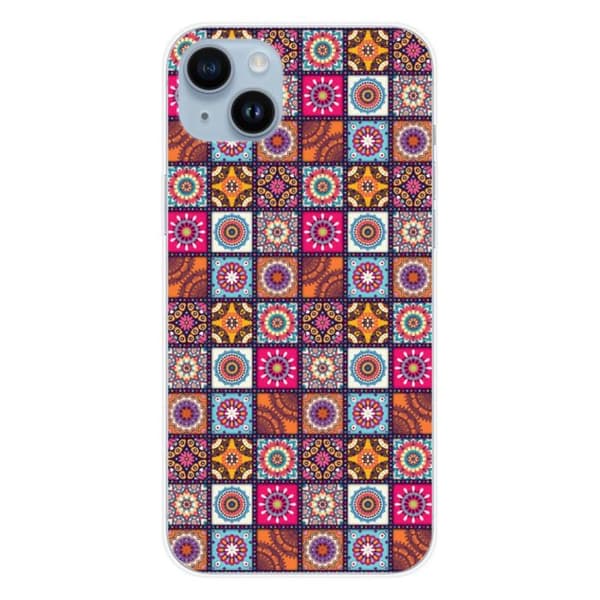 Tryckt silikonfodral som är kompatibelt med Apple iPhone 14 Plus Patchwork Mandala