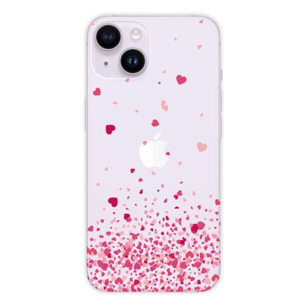 Tryckt silikonfodral som är kompatibelt med Apple iPhone 14 Pink Heart Confetti