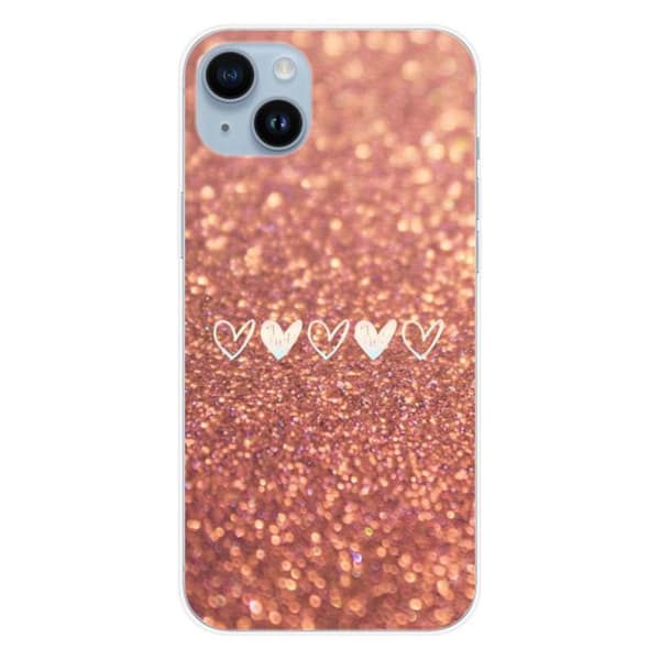 Tryckt silikonfodral som är kompatibelt med Apple iPhone 14 Plus Glitter hjärta
