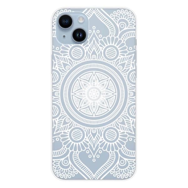 Tryckt silikonfodral som är kompatibelt med Apple iPhone 14 Plus White Mandala