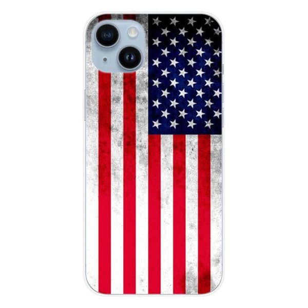 Tryckt silikonfodral som är kompatibelt med Apple iPhone 14 Plus USA-flaggan