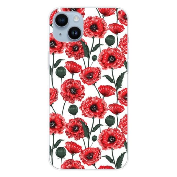 Tryckt silikonfodral som är kompatibelt med Apple iPhone 14 Plus Poppy Flowers
