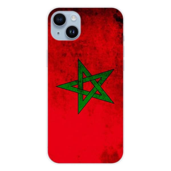 Tryckt silikonfodral som är kompatibelt med Apple iPhone 14 Plus Marockos flagga