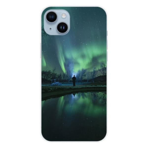 Tryckt silikonfodral som är kompatibelt med Apple iPhone 14 Plus Northern Lights