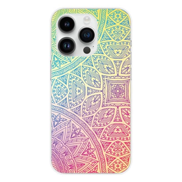 Tryckt silikonfodral som är kompatibelt med Apple iPhone 14 Pro Mandala Pastell