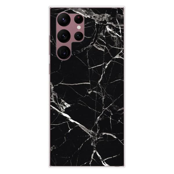 Tryckt silikonfodral kompatibelt Samsung Galaxy S22 Ultra Marble Black
