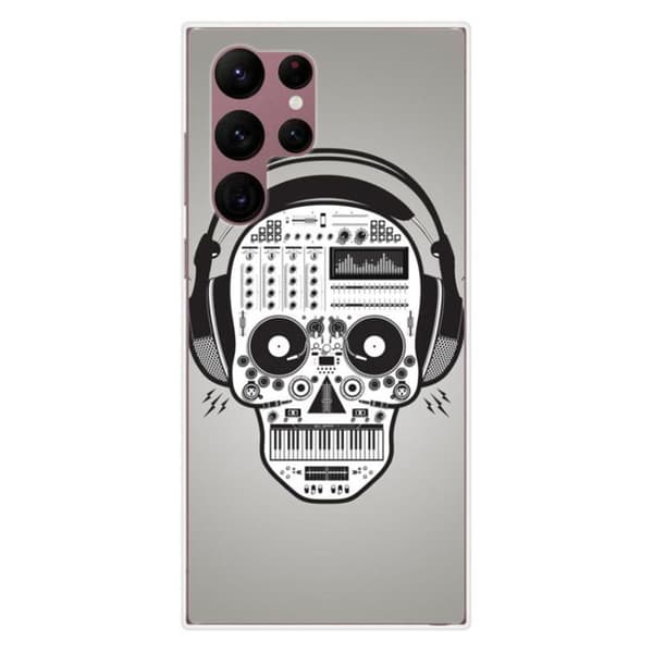 Tryckt silikonfodral som är kompatibelt med Samsung Galaxy S22 Ultra Skull Music