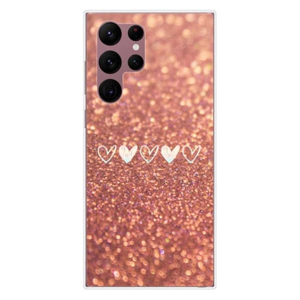 Tryckt silikonfodral som är kompatibelt med Samsung Galaxy S22 Ultra glitterhjärta