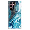 Miniatyrbild 1 av 6: Tryckt silikonfodral som är kompatibelt med Samsung Galaxy S22 Ultra Marble Blue Glitter