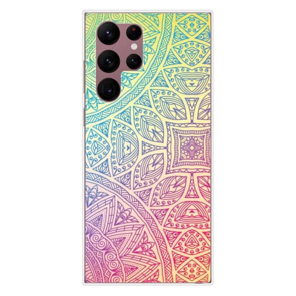 Tryckt silikonfodral som är kompatibelt med Samsung Galaxy S22 Ultra Mandala Pastell