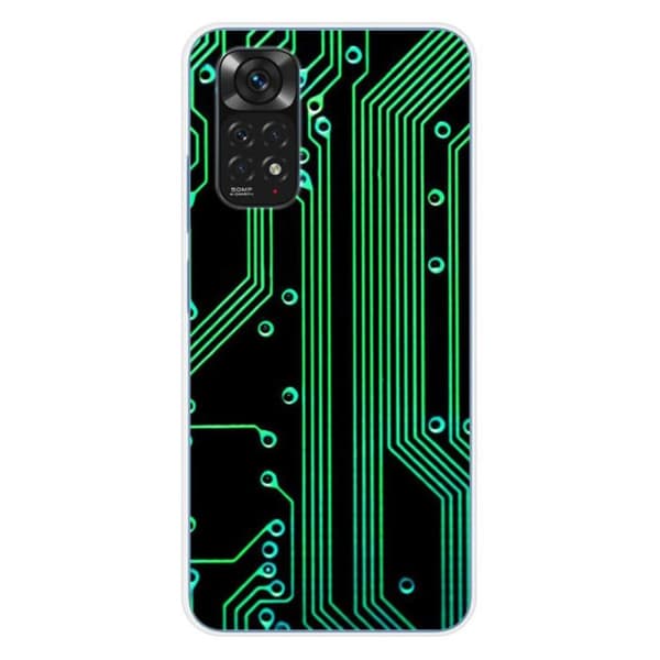 Tryckt silikonfodral som är kompatibelt med Xiaomi Redmi Note 11 4G Geek-kretsstruktur