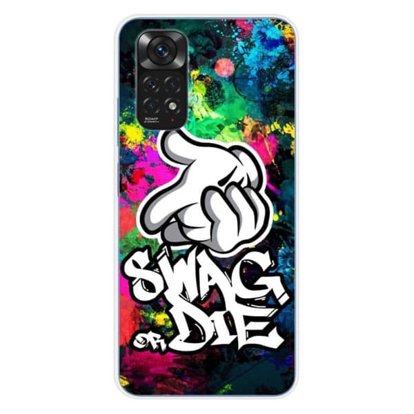 Tryckt silikonfodral som är kompatibelt med Xiaomi Redmi Note 11 4G Swag or die