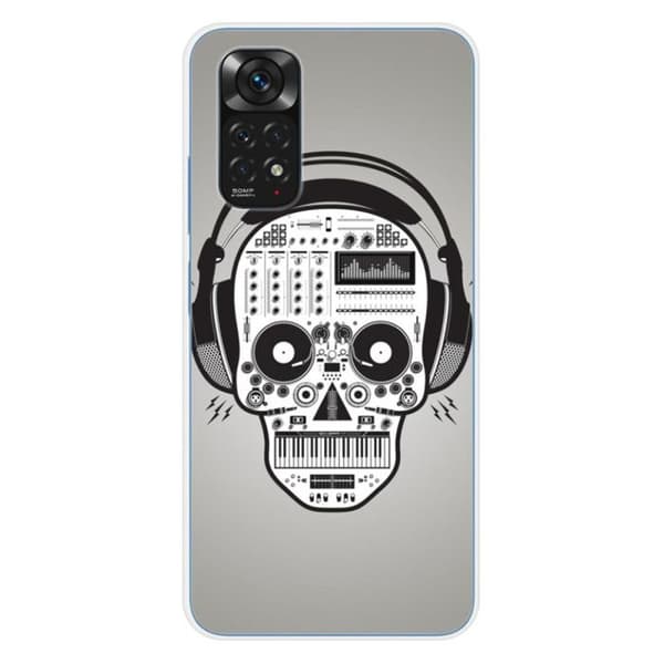 Tryckt silikonfodral som är kompatibelt med Xiaomi Redmi Note 11 4G Skull Music