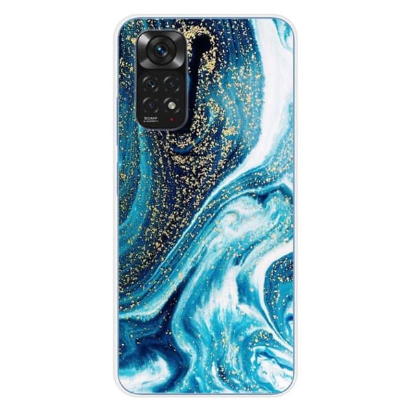 Tryckt silikonfodral som är kompatibelt med Xiaomi Redmi Note 11 4G Glitter Blue Marble