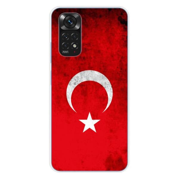 Tryckt silikonfodral som är kompatibelt med Xiaomi Redmi Note 11 4G Türkiye-flaggan