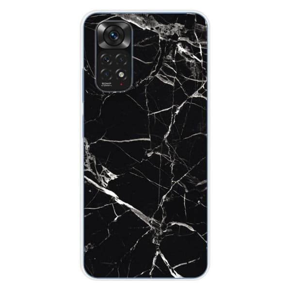 Tryckt silikonfodral som är kompatibelt med Xiaomi Redmi Note 11 4G Black Marble
