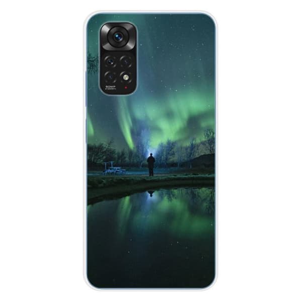 Tryckt silikonfodral som är kompatibelt med Xiaomi Redmi Note 11 4G Northern Lights