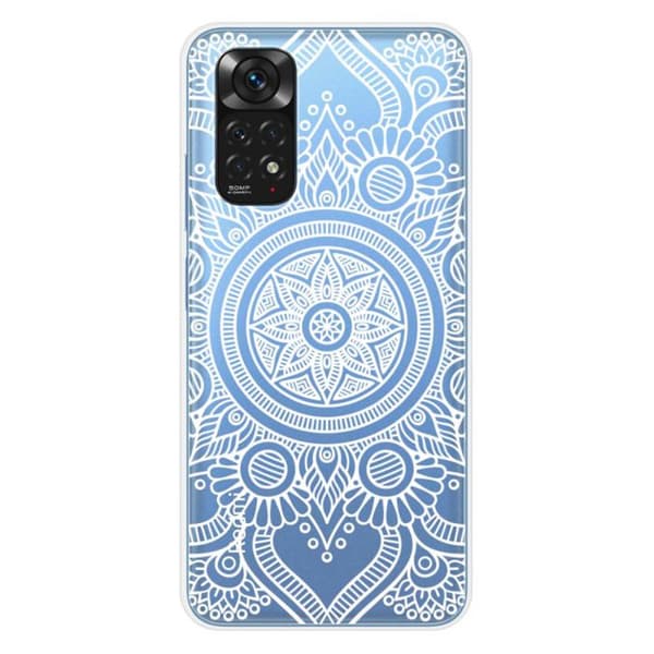 Tryckt silikonfodral som är kompatibelt med Xiaomi Redmi Note 11 4G Mandala vit
