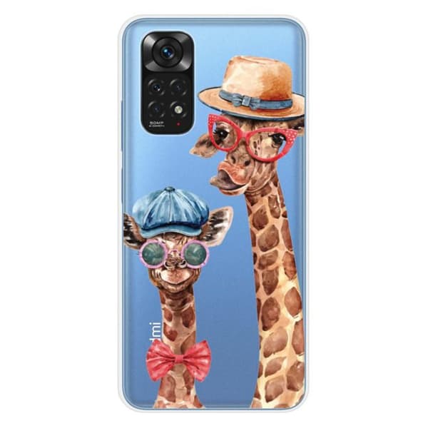 Tryckt silikonfodral som är kompatibelt med Xiaomi Redmi Note 11 4G Funny Giraffe