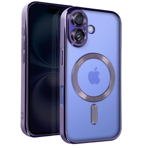 MagSafe Fodral - AVIZAR - iPhone 16 Plus - Silikon - Lila Chrome Contour - Fullständigt kameraskydd