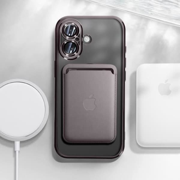 Fodral - AVIZAR - iPhone 16 Plus - Silikon - Svart Chrome Contour - Fullständigt kameraskydd