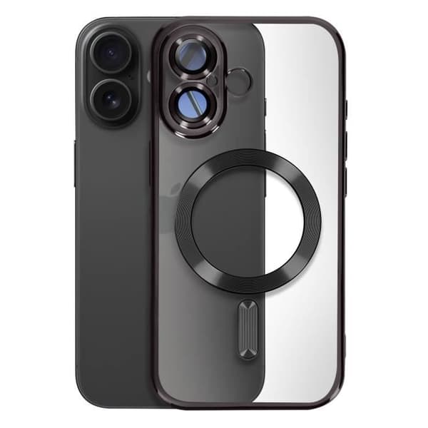 Fodral - AVIZAR - iPhone 16 Plus - Silikon - Svart Chrome Contour - Fullständigt kameraskydd
