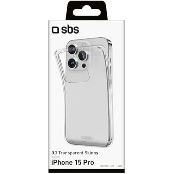 Fodral Support Shell - SBS - iPhone 15 Pro - Transparent - Mjuk - Integrerat stöd