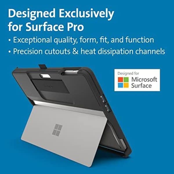 Robust fodral - Kensington - Surface Pro 9 - Militärt skydd - Självjusterande rem - Stylushållare