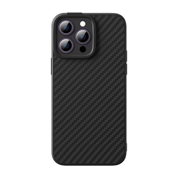 Magnetisk etui Baseus Synthetic Fiber Series til iPhone 14 Pro (sort)+ hærdet glas + rensesæt