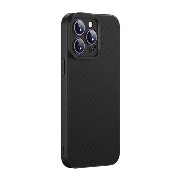 Magnetisk etui Baseus Synthetic Fiber Series til iPhone 14 Pro (sort)+ hærdet glas + rensesæt
