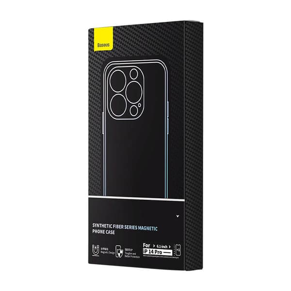 Magnetisk etui Baseus Synthetic Fiber Series til iPhone 14 Pro (sort)+ hærdet glas + rensesæt