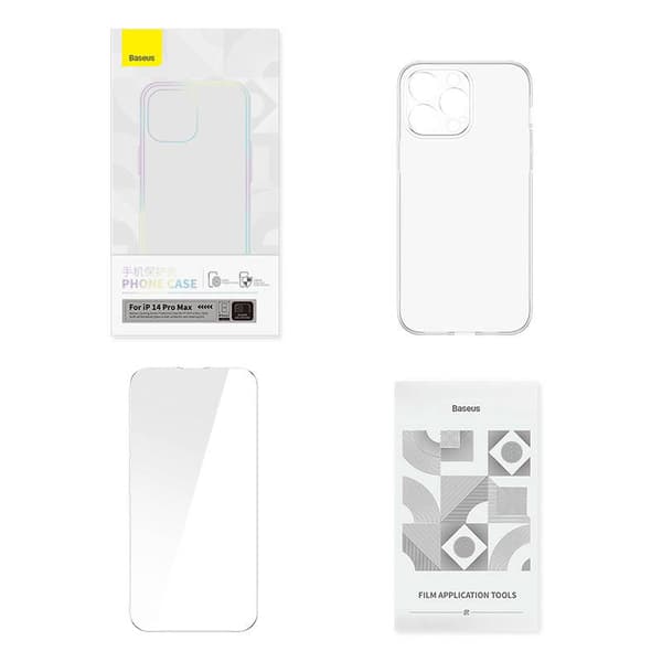 Gjennomsiktig etui og herdet glass sett Baseus Corning for iPhone 14 Pro Max