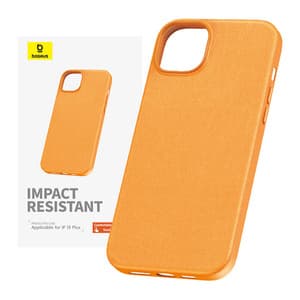 Telefoncover til iPhone 15 Plus Baseus Fauxther Series (orange)