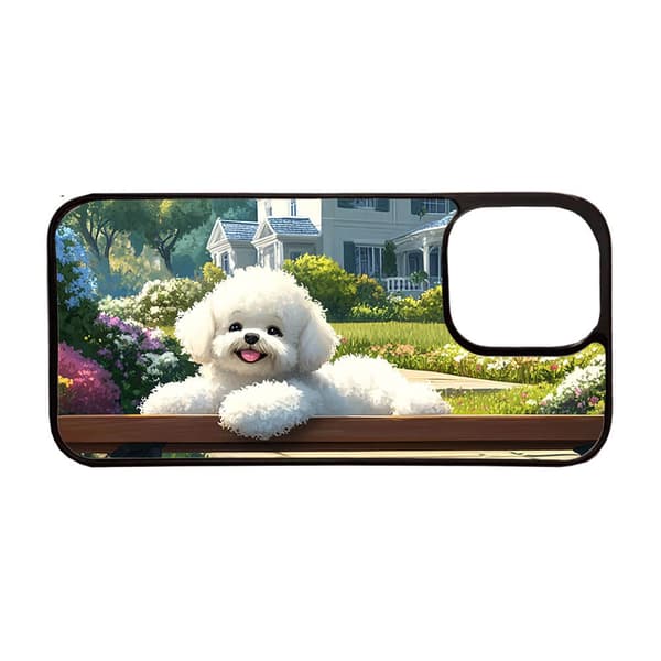 Barn Søt Tegneserie Bichon Frise Hund iPhone 15 Mobiltelefon Deksel