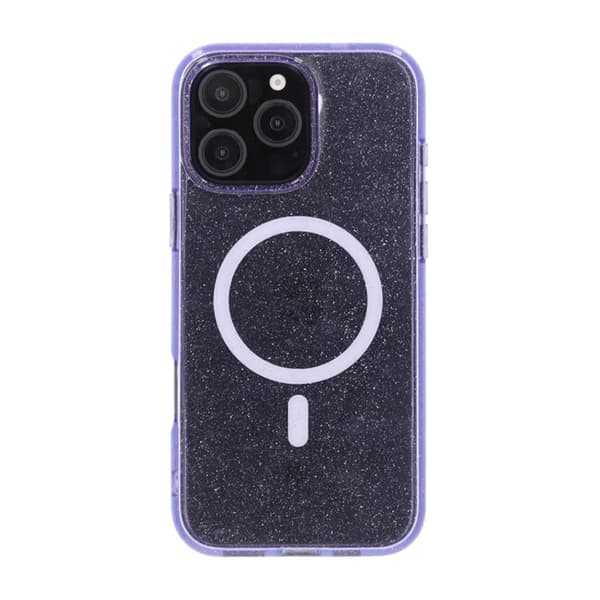 iPhone 16 Pro Max Rvelon Mobilskal TPU med MagSafe - Glitter Lila