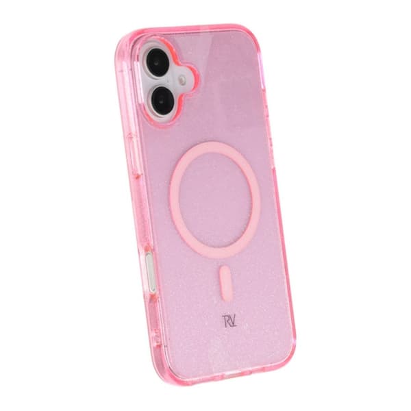 iPhone 16 Plus Rvelon Mobilskal TPU med MagSafe - Glitter Rosa