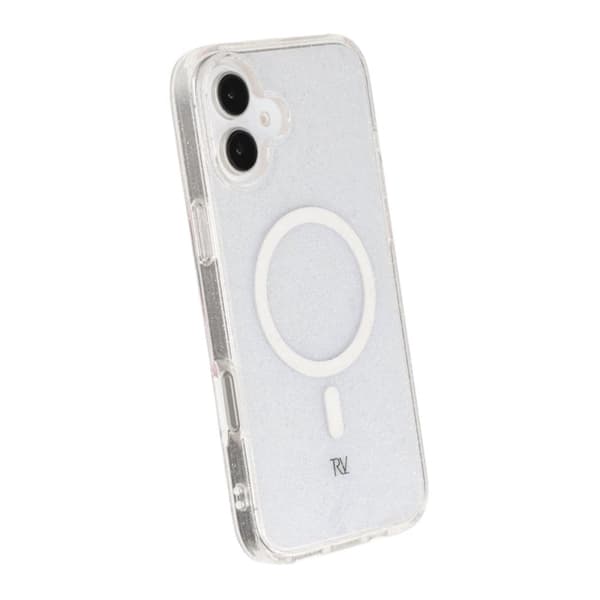 iPhone 16 Plus Rvelon Mobilskal TPU med MagSafe - Glitter Vit