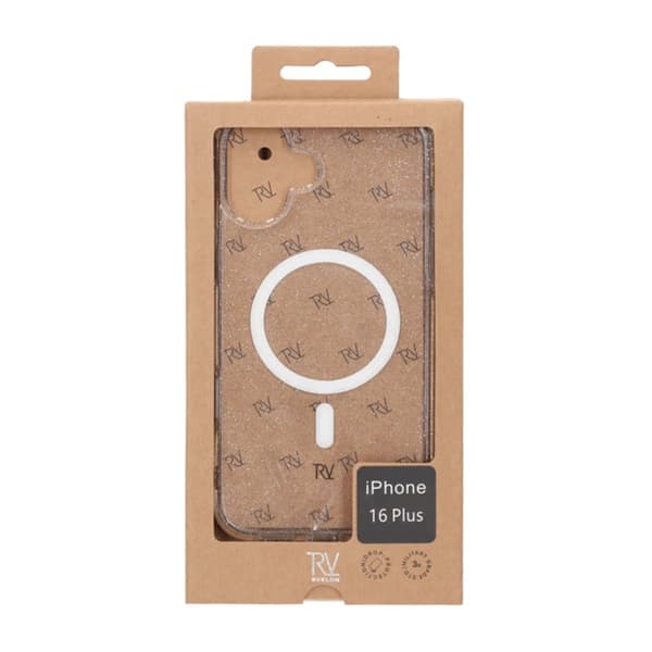 iPhone 16 Plus Rvelon Mobilskal TPU med MagSafe - Glitter Vit