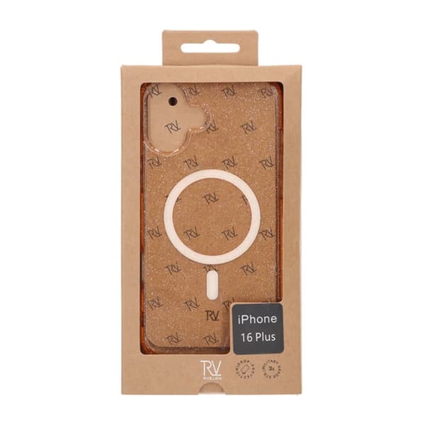 iPhone 16 Plus Rvelon Mobilskal TPU med MagSafe - Glitter Guld