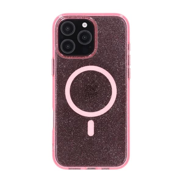 iPhone 16 Pro Max Rvelon Mobilskal TPU med MagSafe - Glitter Rosa