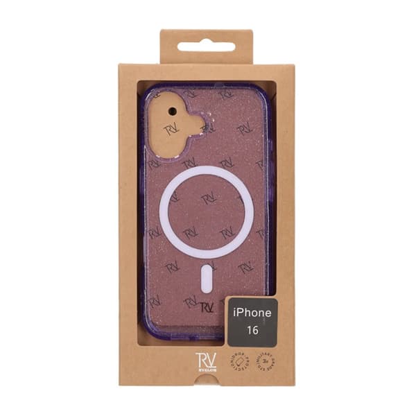 iPhone 16 Rvelon Mobilskal TPU med MagSafe - Glitter Lila