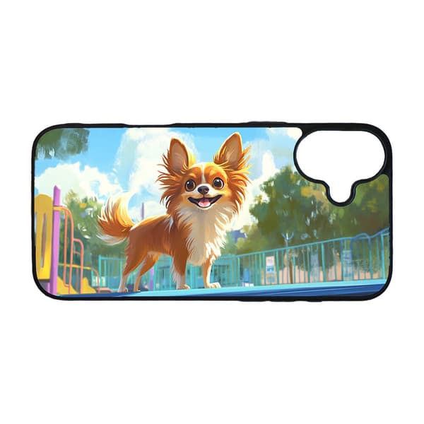Barn Tecknad Långhårig Chihuahua Hund iPhone 16 Plus Mobiltelefon Skal