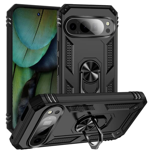 Google Pixel 9/9 Pro Skal med roterande ring - Svart