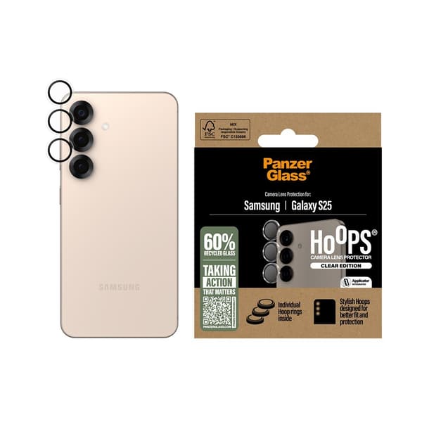 PanzerGlass Samsung Galaxy S25 Kameran suoja Hoops Läpinäkyvä
