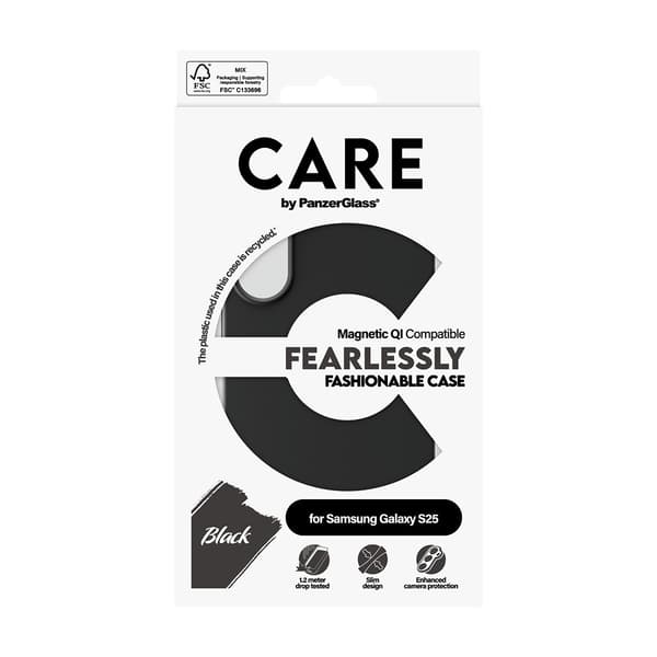 CARE by PanzerGlass Samsung Galaxy S25 Kuori Fashionable MagSafe Musta