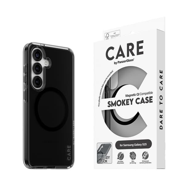 CARE by PanzerGlass Samsung Galaxy S25 Kuori Smokey MagSafe Musta