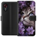 Pikkukuva 1 / 3: Samsung Galaxy Xcover 5 Lompakkokotelo Kissa ja kukat