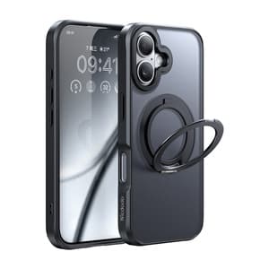 McDodo PC-4931 MagSafe kotelo iPhone 16 Plus -puhelimelle jalustalla (musta)