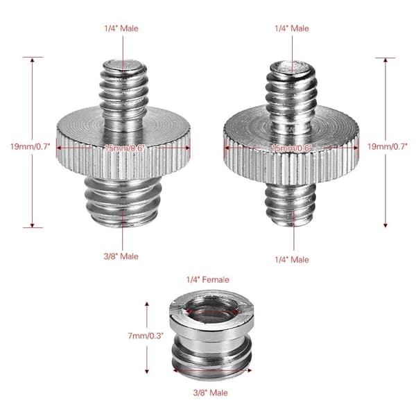 11-PACK 1/4" & 3/8" Skruv Adapter För Kamera